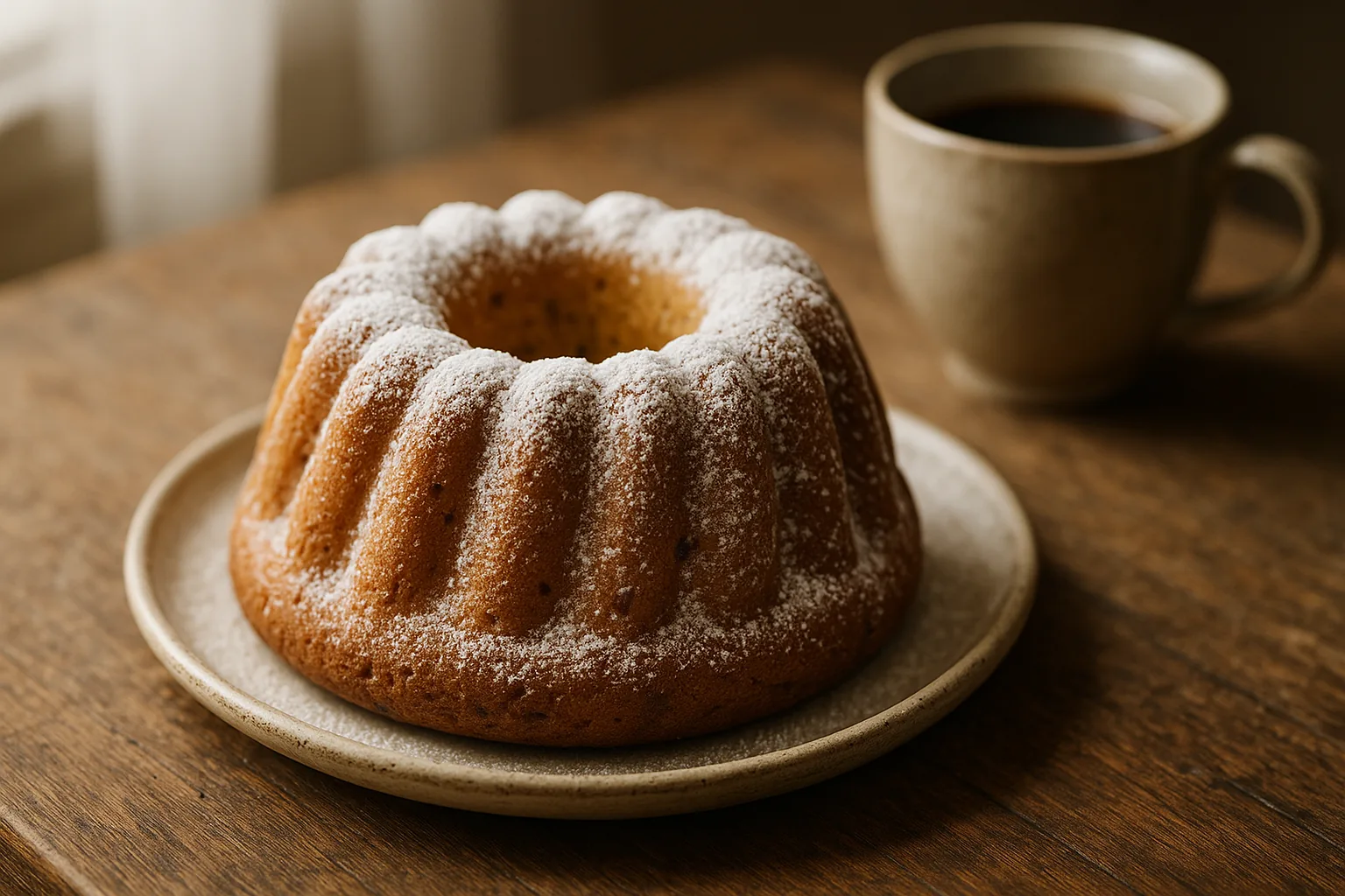 Kouglof doré saupoudré de sucre glace, spécialité du week-end