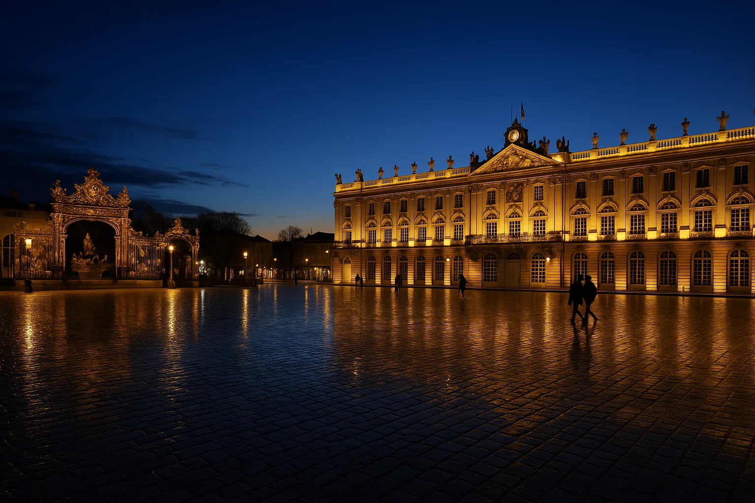 Place Stanislas à Nancy au crépuscule