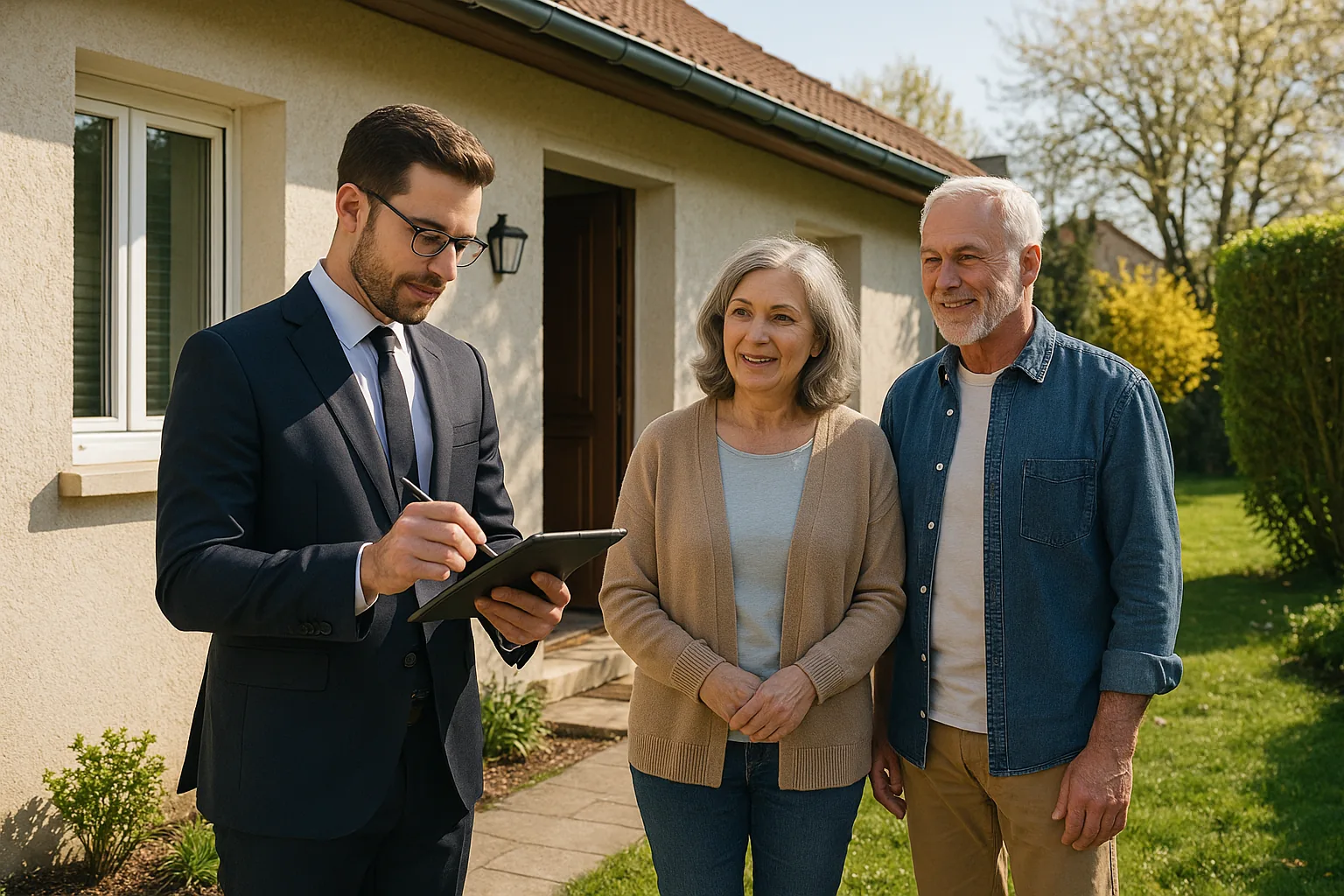 Visite d'estimation sur place par l'agent immobilier