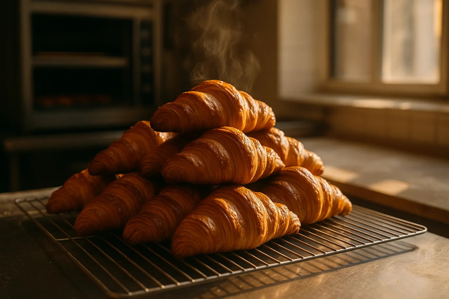 Croissants dores sur grille de refroidissement