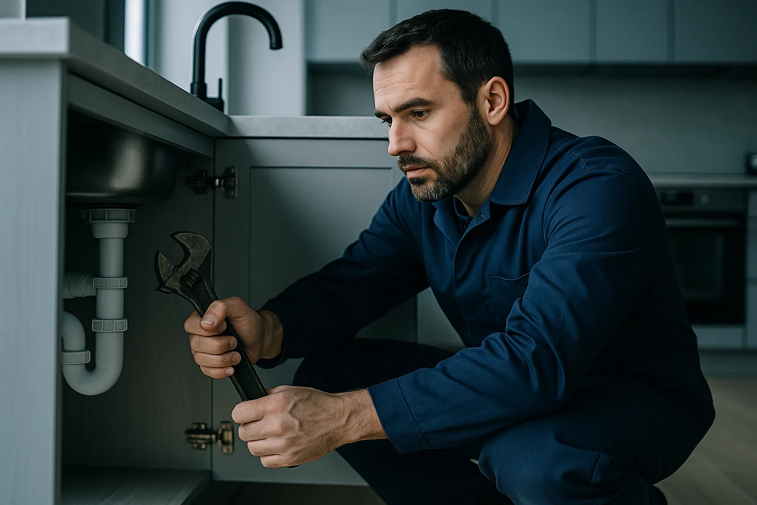 Plombier professionnel au travail à Strasbourg