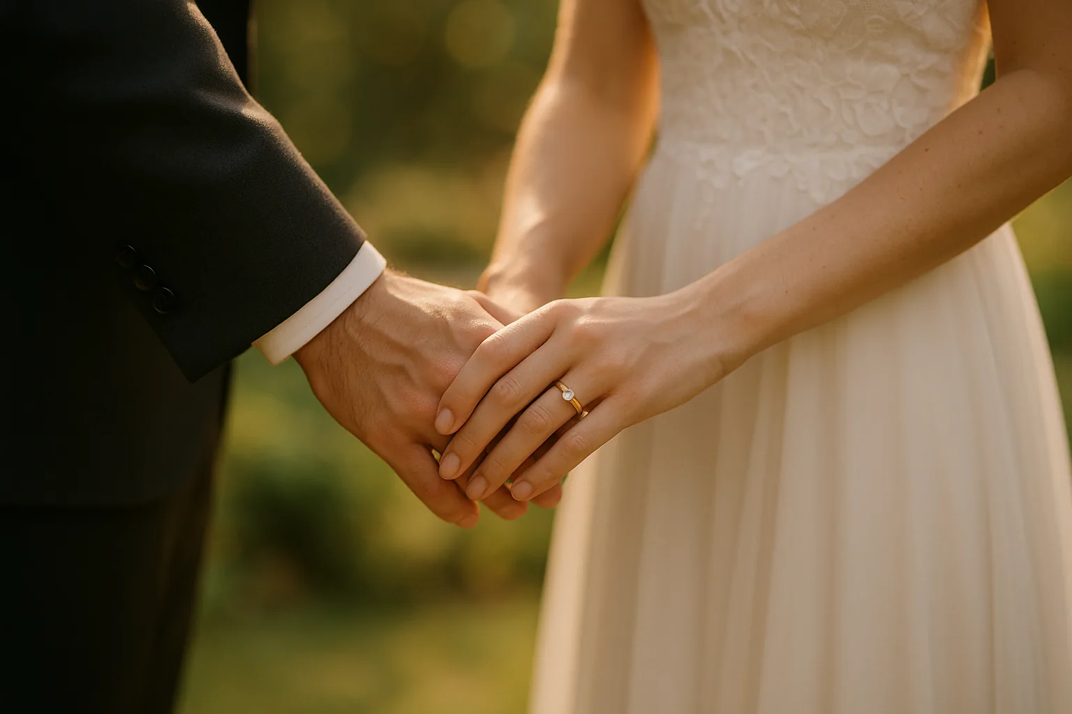 Détail mariage — les mains